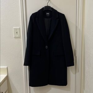 Zara Midnight Black Overcoat